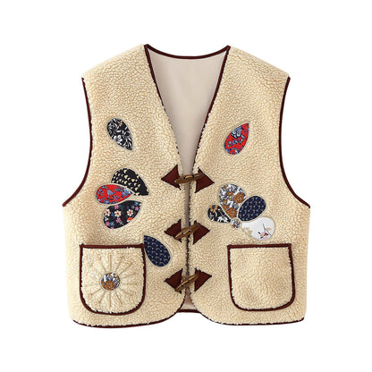 Gilet Femme Fleurs Polaire Douce