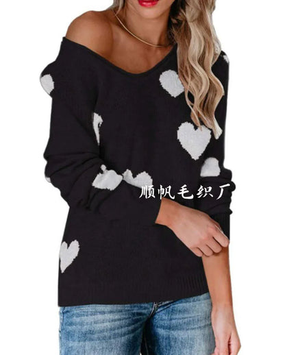 Pull de Noël femme motif cœur festif