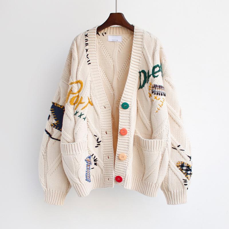 Cardigan en maille multicolore pour femmes, boutons uniques