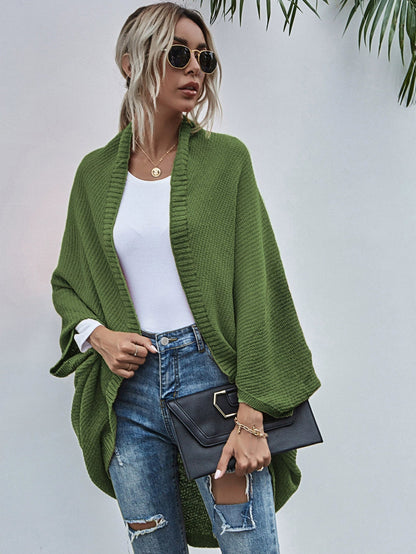 Cardigan large femme oversize laine manches chauve-souris