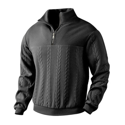 Pull tricoté homme, col montant moderne, fermeture éclair