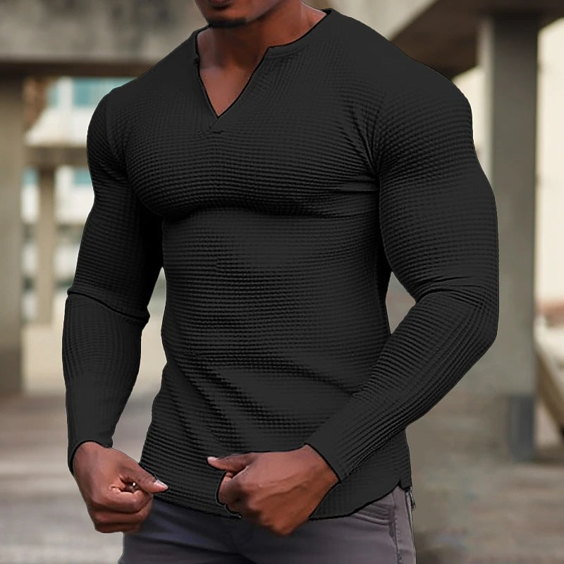 T-shirt à manches longues structuré élégant pour hommes