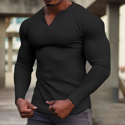 T-shirt à manches longues structuré élégant pour hommes