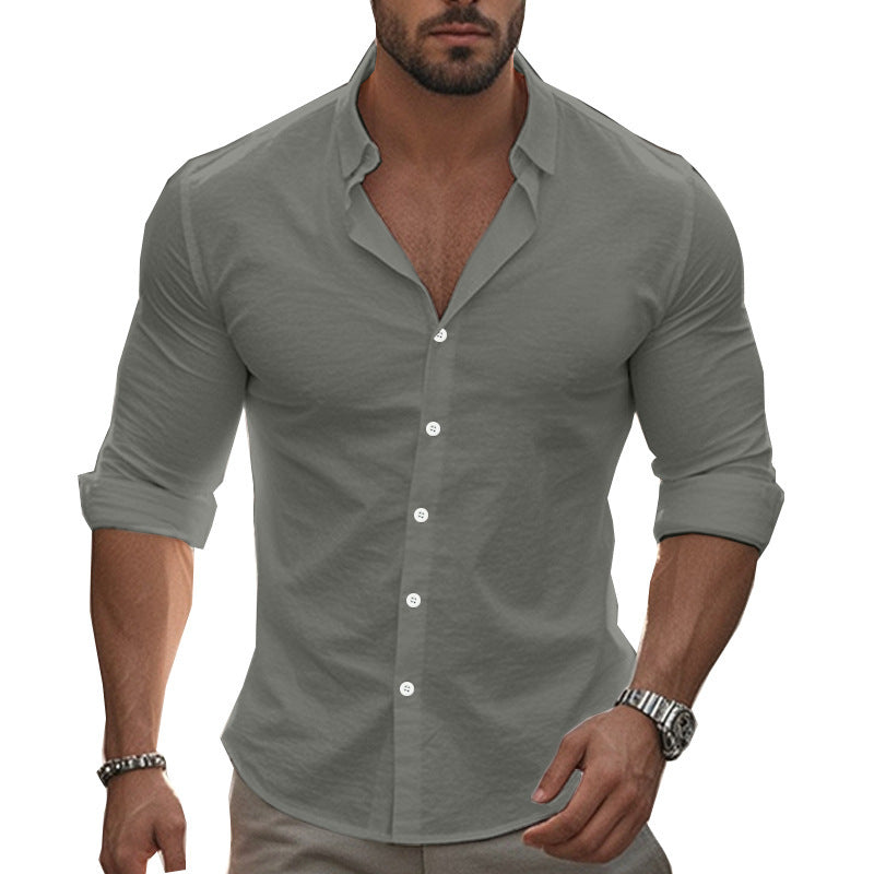 Chemise à manches longues pour homme Confort moderne Col roulé