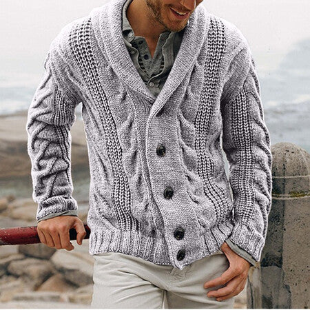 Herren Strickjacke Modern Kabelmuster Oversized - IdealeKleiden