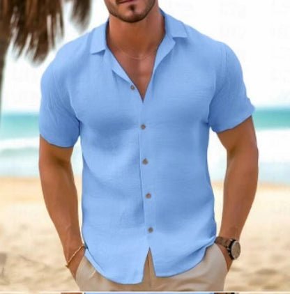 Chemise d'été homme à manches courtes structurée en coton