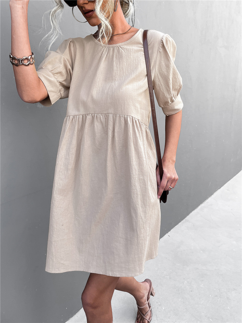 Robe d'été pour femme, légère et vaporeuse avec ceinture élastique