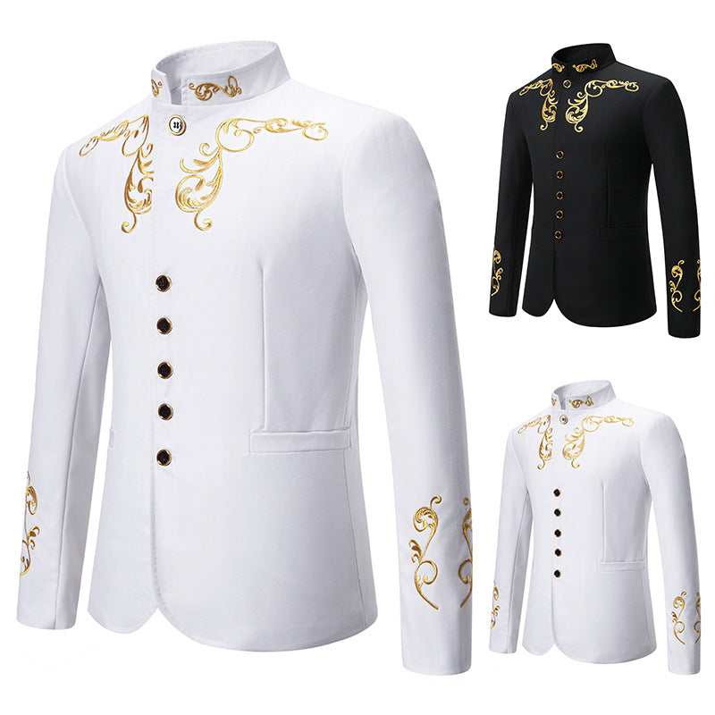 Herren Blazer Elegant Gold Verzierung Anzug - IdealeKleiden