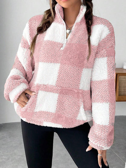 Veste polaire femme chaude avec fermeture éclair et poches
