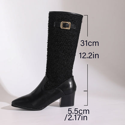 Chaussures femme, bottes cuissardes élégantes, motif tricoté