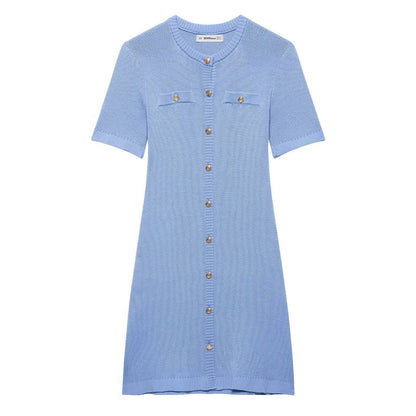 Robe pull femme élégante à manches courtes
