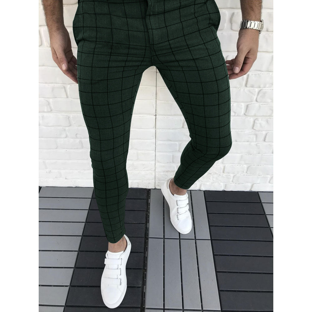 Pantalon de costume homme slim carreaux moderne