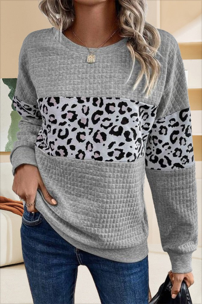 Sweat-shirt pour femme Imprimé léopard Structuré Élégant
