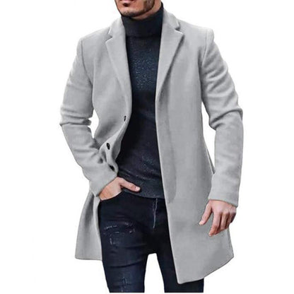Manteau de Laine Homme Slim Fit Élégant Noir