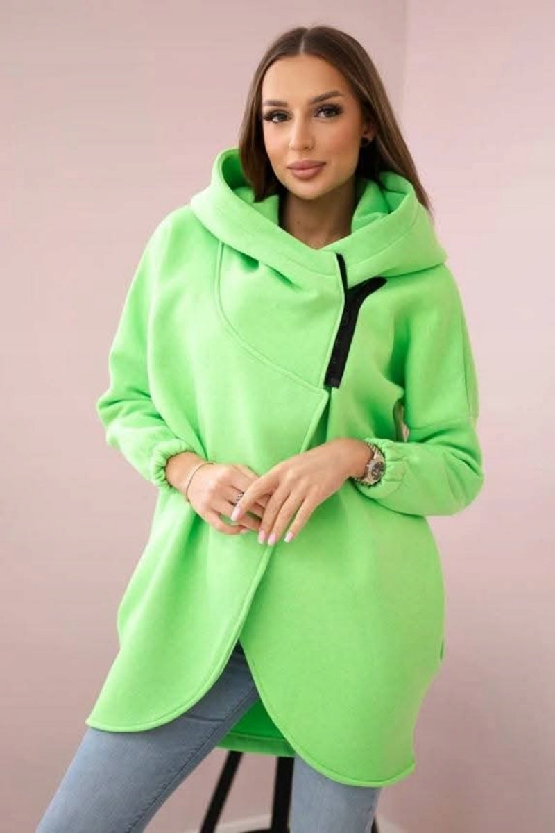 Veste sweat élégante Fermeture éclair asymétrique