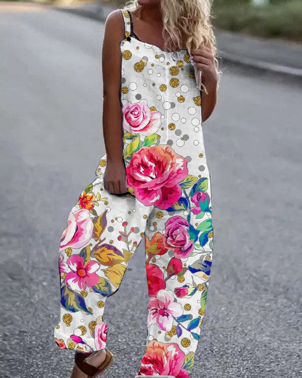 Combinaison femme motif floral élégante vêtement d'été