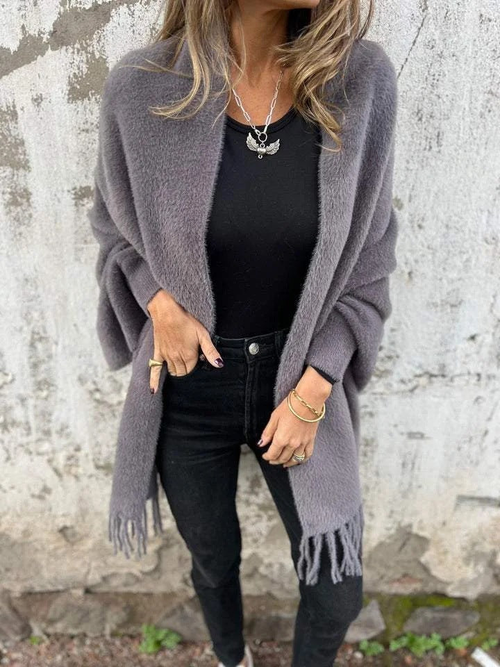 Poncho doux pour femme avec franges Tendance Cadeau