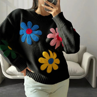 Pull Femme Fleuri Élégant Tendance