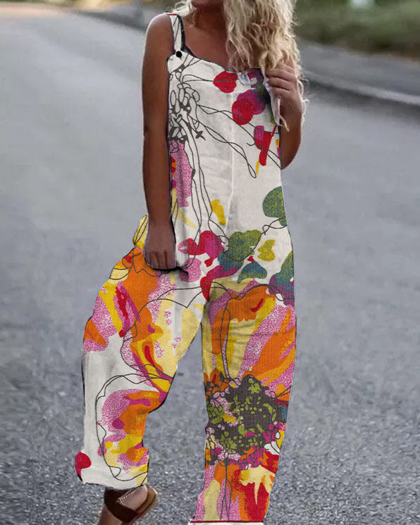 Combinaison femme motif floral élégante vêtement d'été