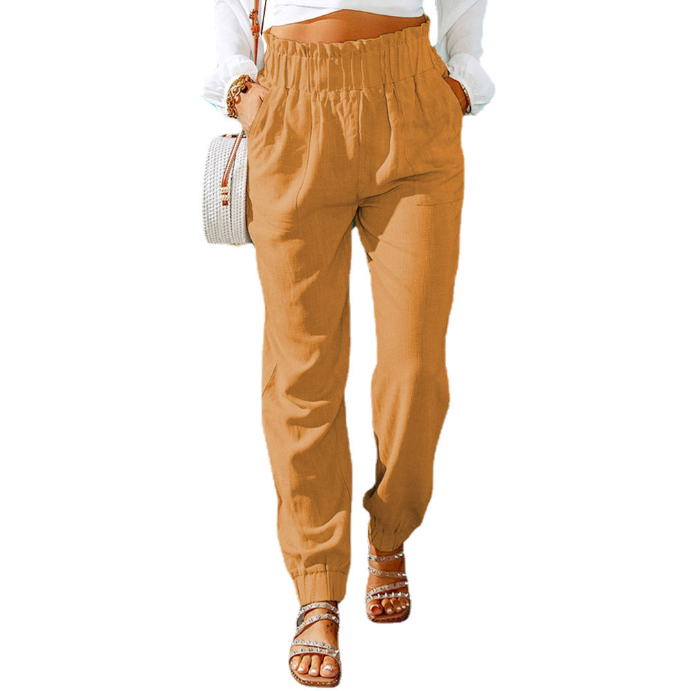 Pantalon d'été femme léger coton élastique