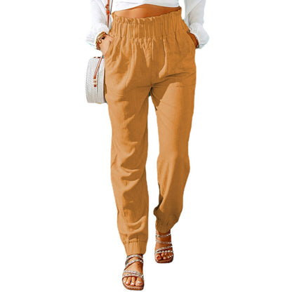 Pantalon d'été femme léger coton élastique