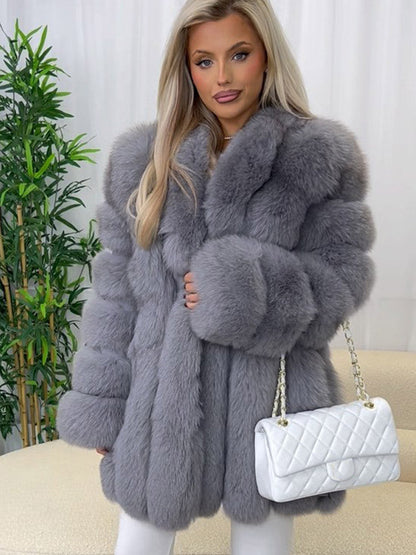 Manteau en fausse fourrure pour femme Luxe Élégant Détails quartz