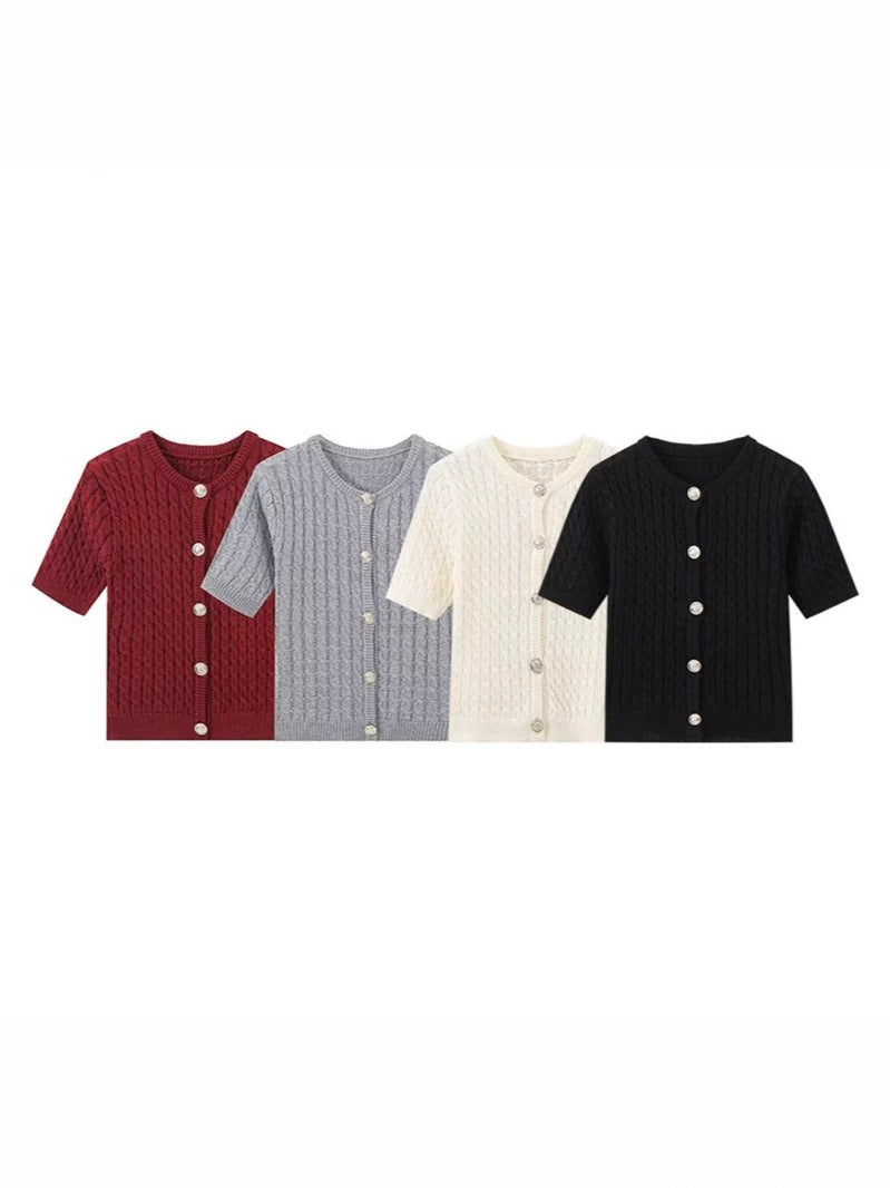 Gilet Court Femme Manches Courtes Élégant Décoré