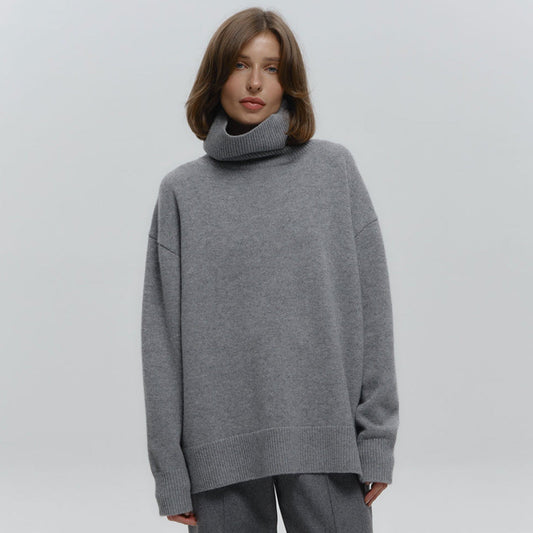 Große Damen Pullover Weich Wolle Oversized Stil - IdealeKleiden