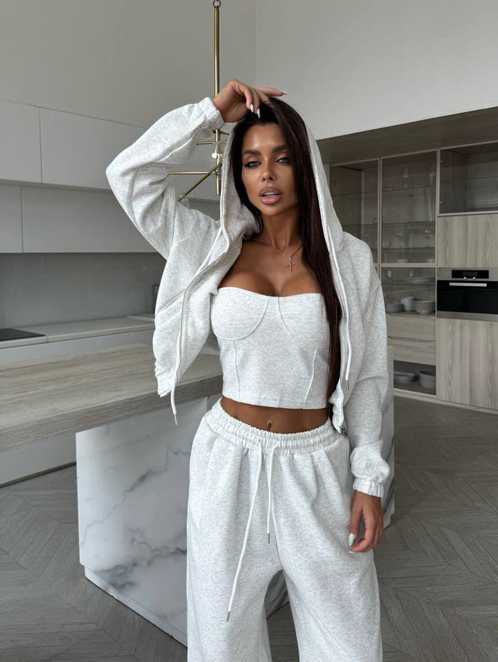 Ensemble de survêtement à capuche femme, sportif et confortable