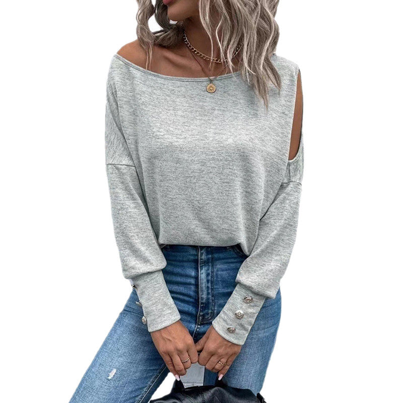 Top femme épaules dénudées à boutons Design élégant