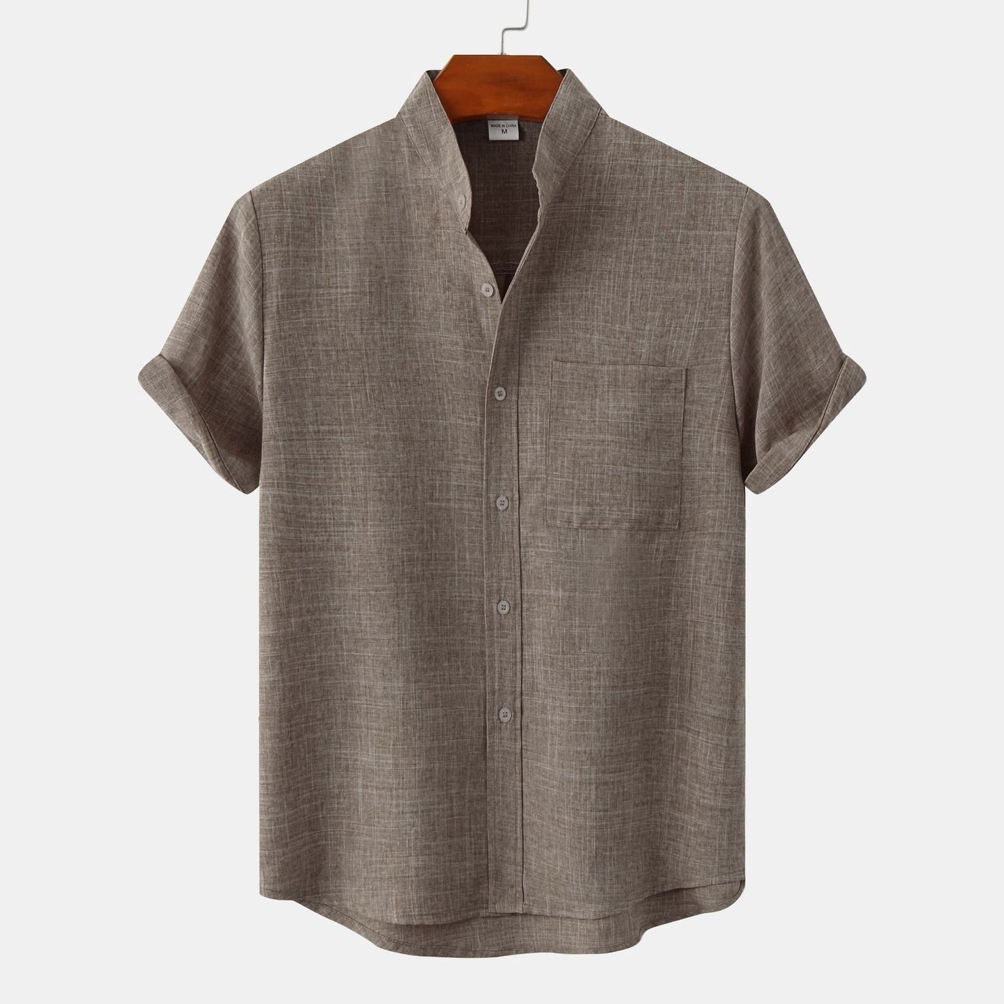 Chemise homme manches courtes col mao moderne
