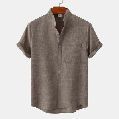 Chemise homme manches courtes col mao moderne