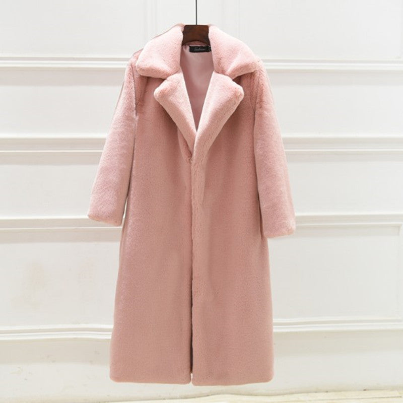 Manteau long femme de luxe style Teddy en fausse fourrure pour l'hiver
