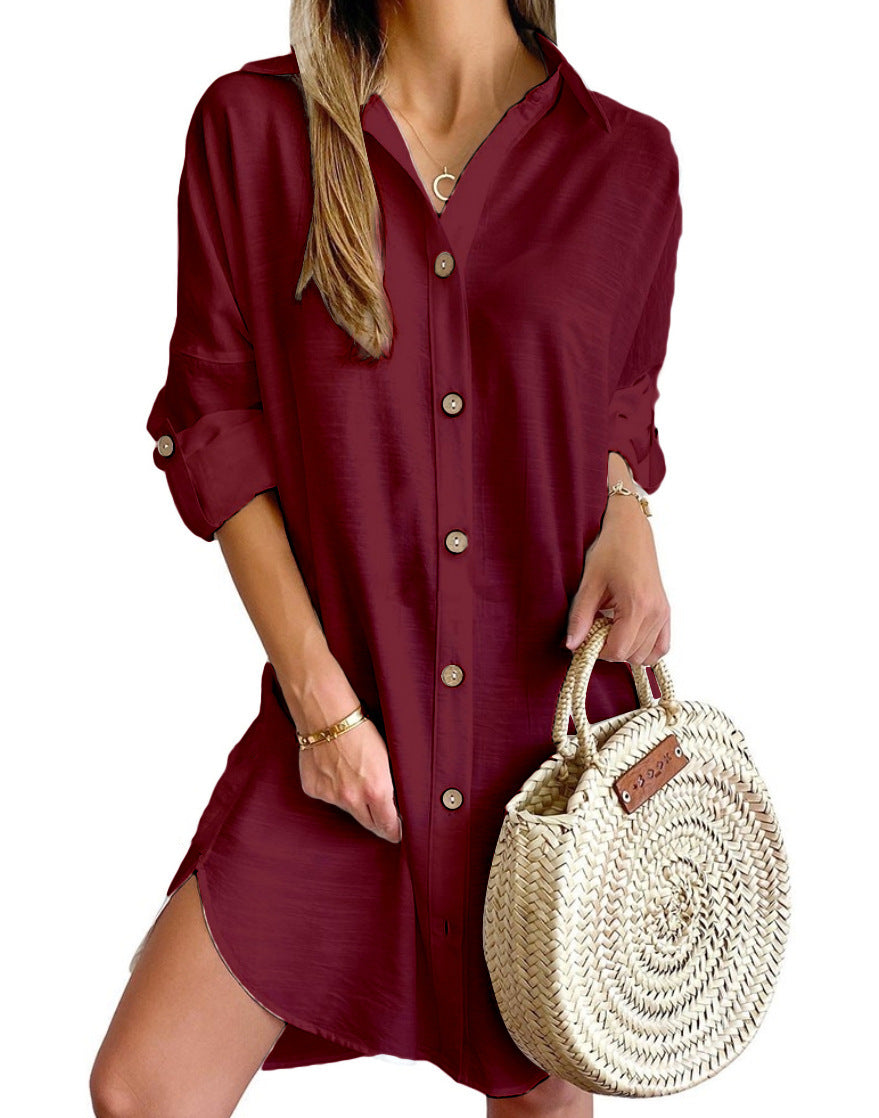 Robe chemisier élégante boutonnée pour femme