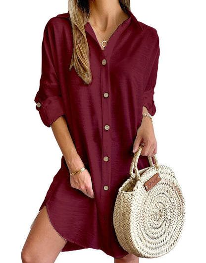 Robe chemisier élégante boutonnée pour femme