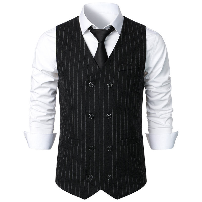 Gilet de costume homme classique à rayures avec poches