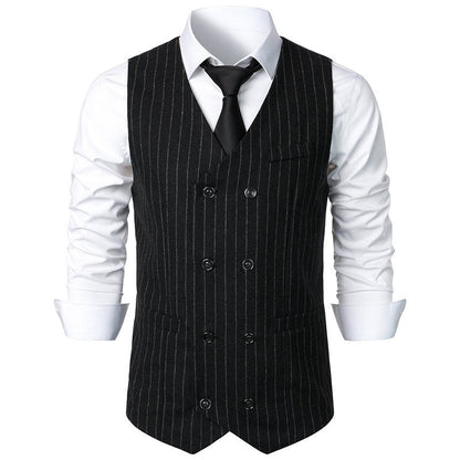 Gilet de costume homme classique à rayures avec poches