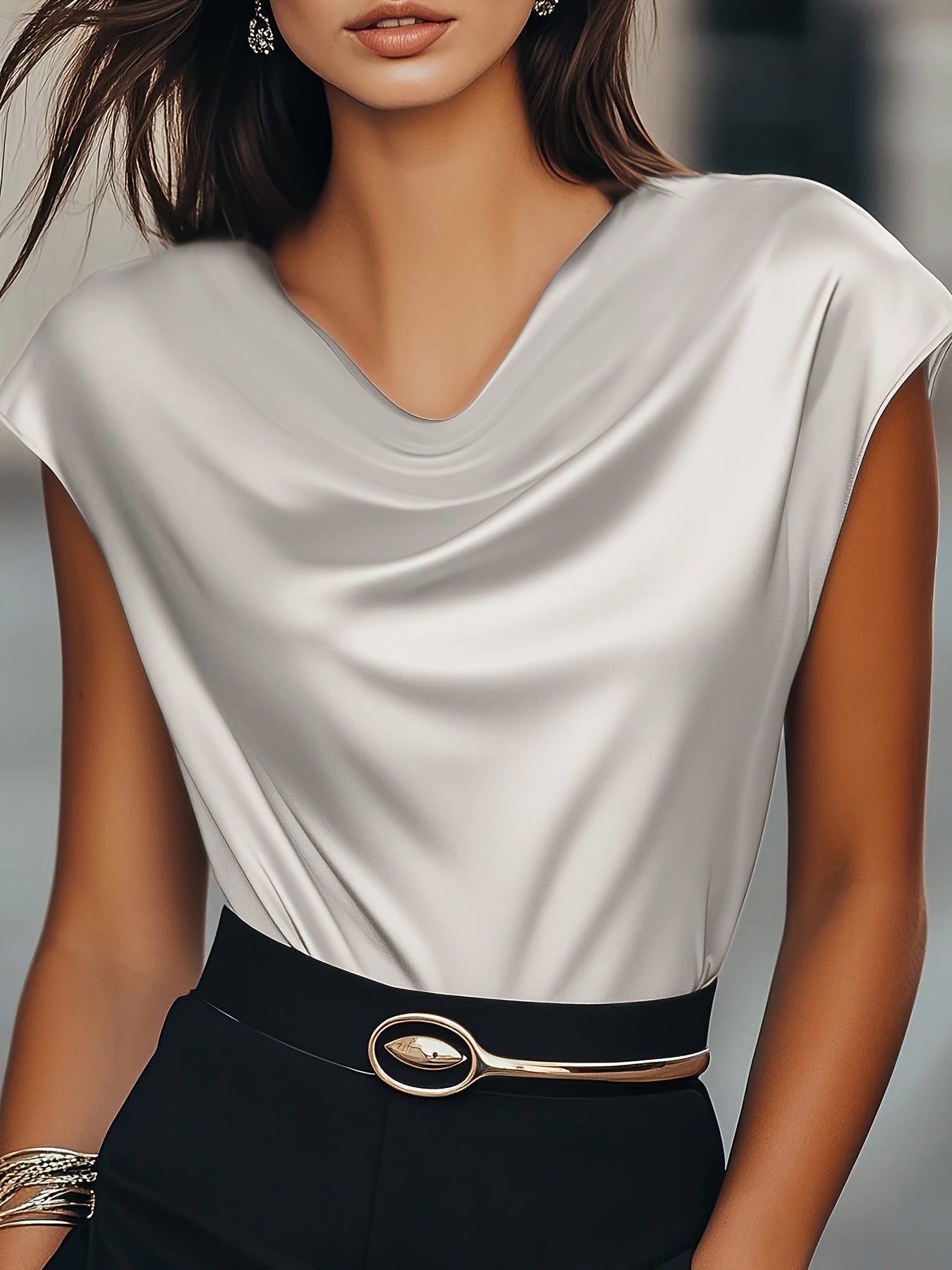 Haut de femme élégant en soie, coupe moderne