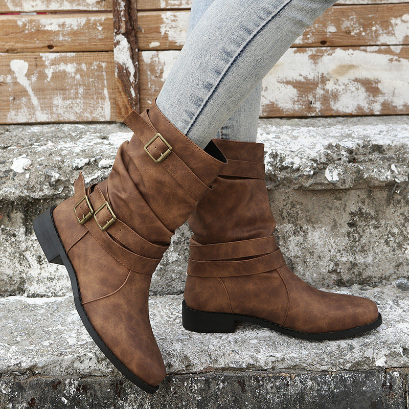 Bottes pour femmes robustes et tendance avec boucle