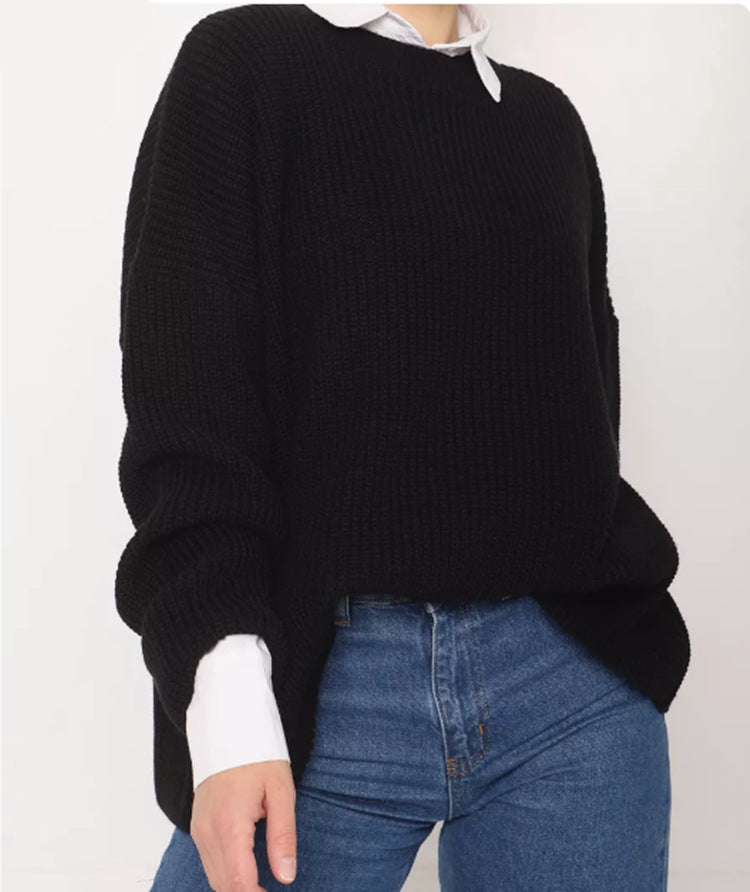 Pull-over Femme Tricot Grossier Décontracté Moderne