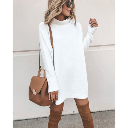 Robe Col Roulé Oversize Femme Manches Longues Confortable
