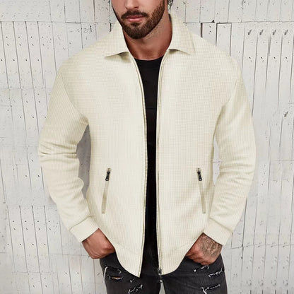Gilet en tricot pour homme, coupe moderne, texturé, avec fermeture éclair optimale