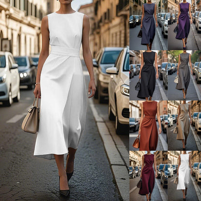Damen Maxikleid Elegant Plissée Schnitt - IdealeKleiden