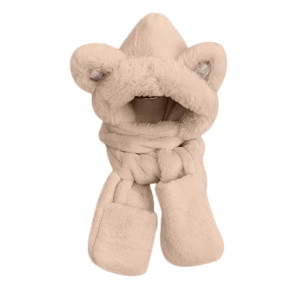 Écharpe en peluche pour femmes, capuche, protège-oreilles, chaude