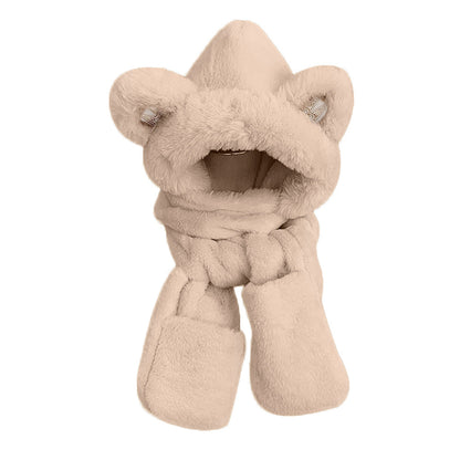 Écharpe en peluche pour femmes, capuche, protège-oreilles, chaude