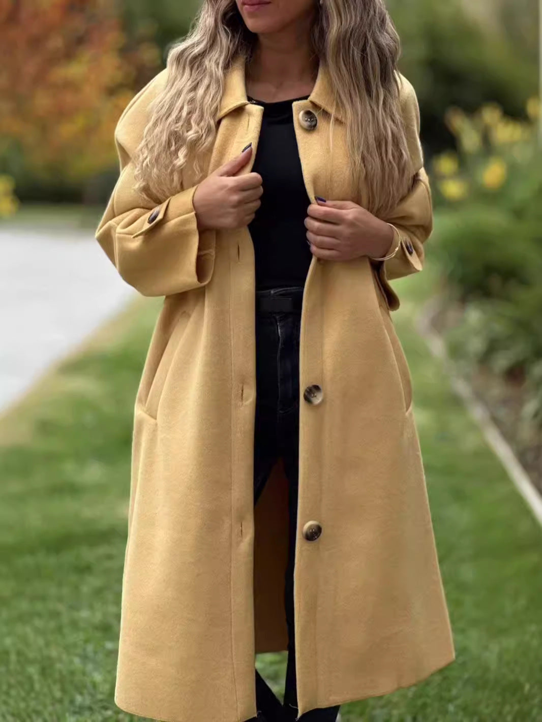 Manteau long femme mélange laine confortable