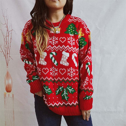 Pull de Noël tricoté à motif flocon de neige