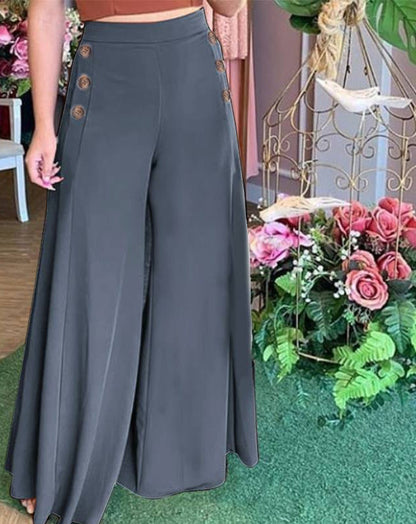 Pantalon Palazzo Femme Ample Élégant Détail