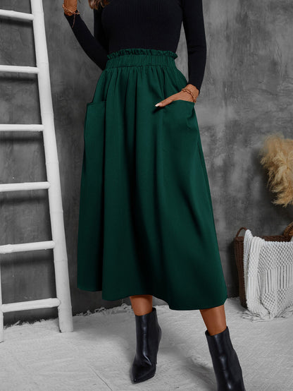 Jupe midi légère pour femme avec poches
