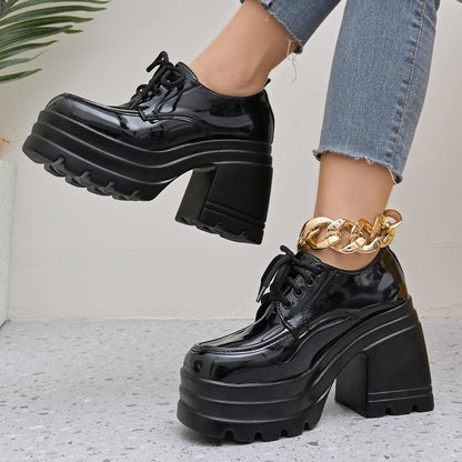 Chaussures compensées robustes et brillantes pour femmes